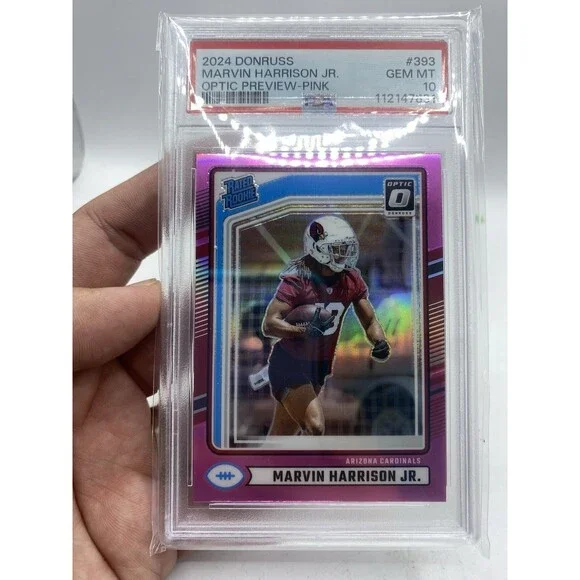 2024 Panini Donruss Marvin Harrison Jr Optic Preview Pink Prizm RC #393 PSA 10